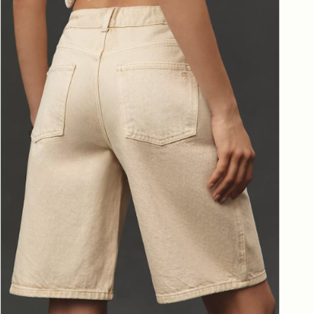 Anthropologie Pilcro 90's Khaki Wide Leg Classic Bermuda Denim Shorts Size 25 - Picture 3 of 3